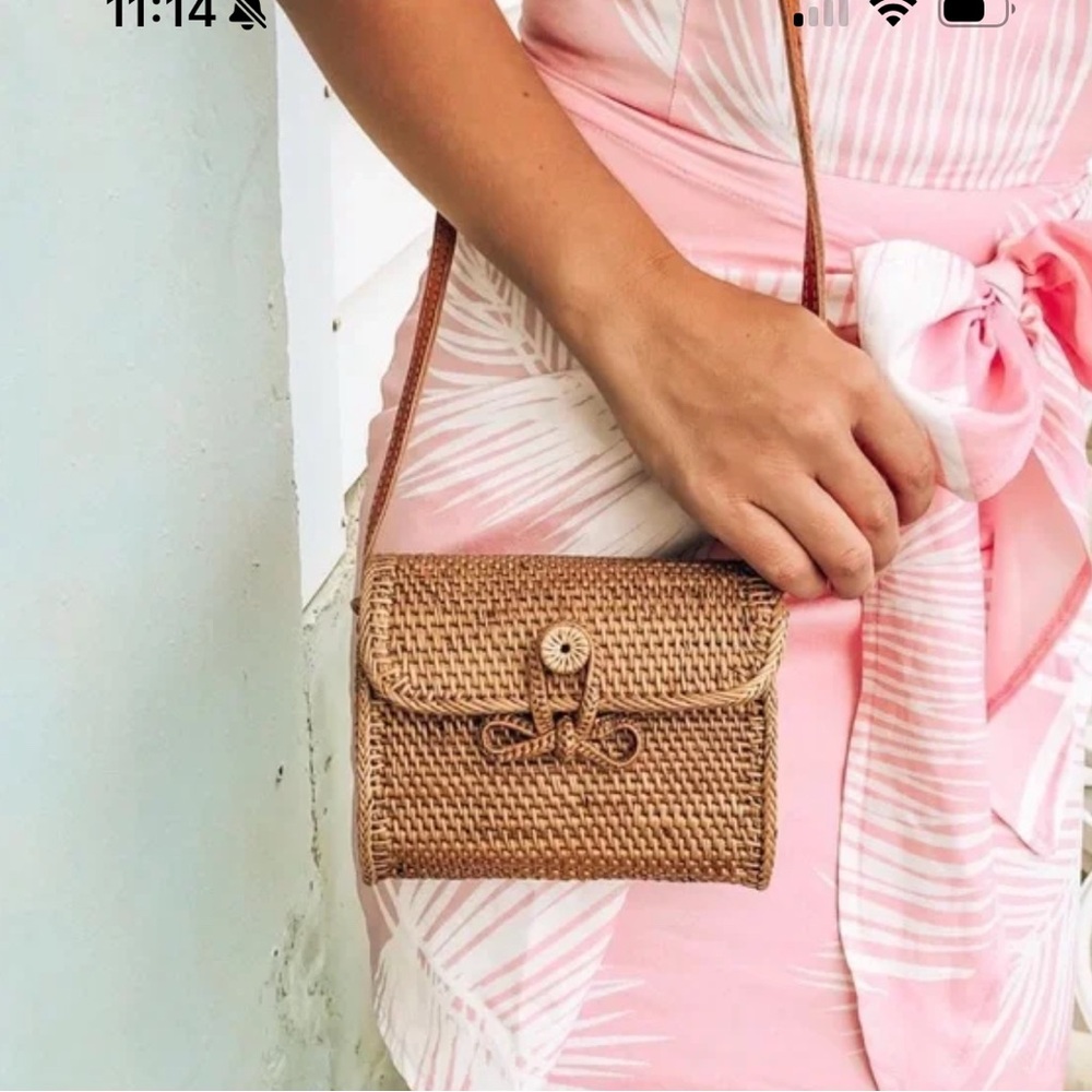 Anthropologie Bali straw crossbody bag
